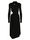 Off-white Black Cut-out Midi Dress In Black