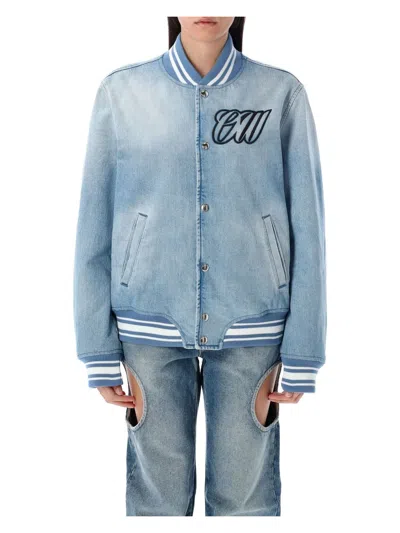 OFF-WHITE WOMEN'S DENIM VARSITY JACKET