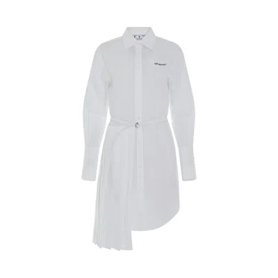 Off-white Women's Diagonal Plisse Shirt Dress In White/black