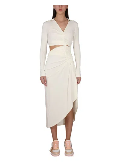 OFF-WHITE WOMEN'S DRESS WITH RUFFLES | SIZE 40 | OWDB455