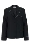 Off-white Off White Women Embroidered Silk Blend Pyjama Shirt In Black
