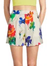 Off-white Floral Printed Shorts In Ivory Multi