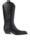 Off-white For Walking Leather Western Boots With Embroideries In Black