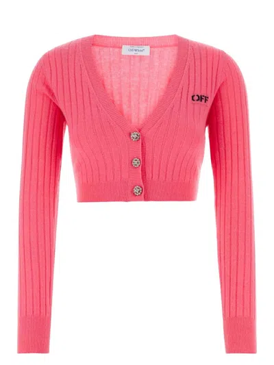 OFF-WHITE WOMEN'S FUCHSIA WOOL BLEND CARDIGAN