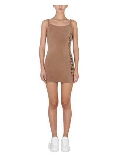 OFF-WHITE WOMEN'S FUZZY DRESS WITH LOGO