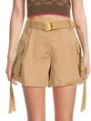 Off-white Women's Gabardine Stretch Cotton Cargo Shorts In Camel