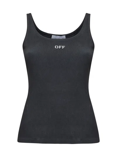 Off-white Off White Women Grey Off Logo Ribbed Tank Top