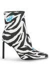 Off-white Women's High Allen 100mm Zebra Print Leather Booties In Black White