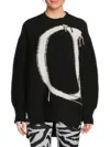 Off-white Women's High-low Distressed Wool Sweater In Black