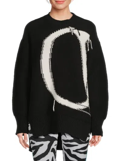 Off-white Women's High-low Distressed Wool Sweater In Black