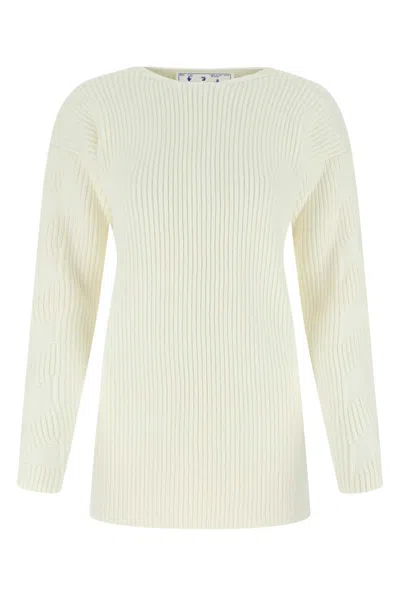 Off-white Off White Woman Ivory Virgin Wool Sweater