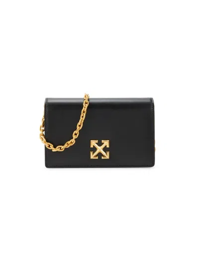 Off-white Women's Jitney 0.5 Leather Chain Shoulder Bag In Black