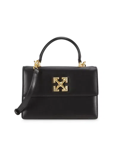 Off-white Women's Jitney Logo Leather Satchel Bag In Black