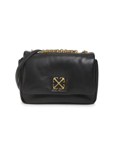 Off-white Women's Jitney Logo Leather Shoulder Bag In Black