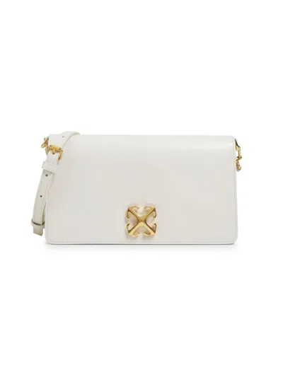 Off-white Women's Jitney Logo Leather Shoulder Bag In White