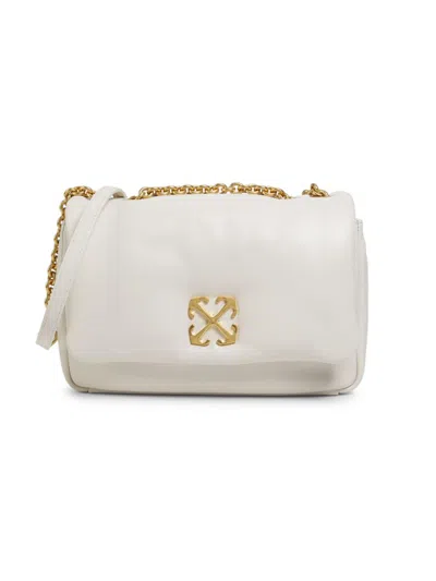 Off-white Women's Jitney Logo Leather Shoulder Bag In White