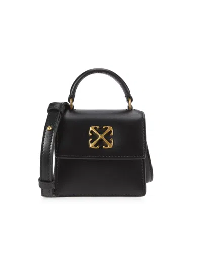 Off-white Women's Jitney Micro Leather Top Handle Bag In Black