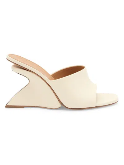 OFF-WHITE WOMEN'S JUG LEATHER WEDGE MULES