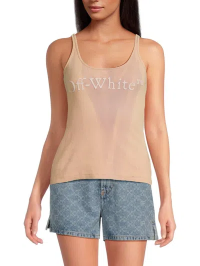 Off-white Women's Laundry Logo Ribbed Tank In Beige