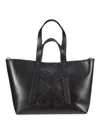 Off-white Arrows-stitch Leather Tote Bag In Black