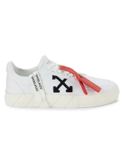 Off-white Low Vulcanized Canvas Sneakers In White Black