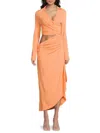 Off-white Women's Logo Crepe Draped Midi-dress In Orange