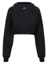 Off-white Black Cotton Off Stamp Round Crop Crewneck Sweater In Black White
