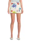 Off-white Floral Pattern Mini Skirt In White Multi