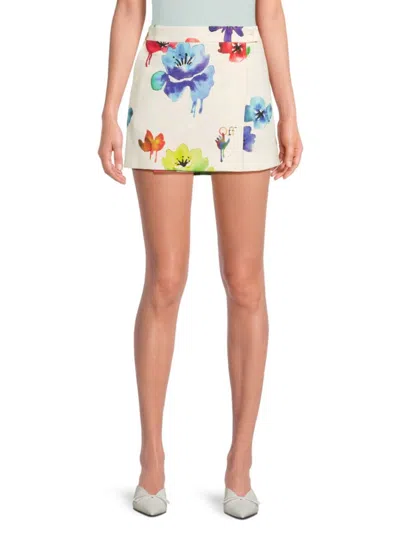 OFF-WHITE WOMEN'S LOGO FLORAL MINISKIRT