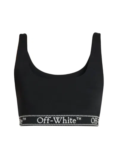 Off-white Women's Logo Hem Sports Bra In Black White