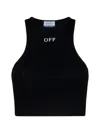 Off-white Off White Women Logo Rib-knit Cotton Rowing Top In Black