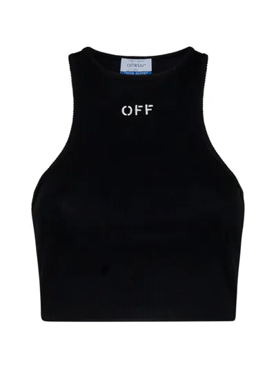 Off-white Off White Women Logo Rib-knit Cotton Rowing Top