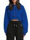 Off-white Women's Logo Stamp Cropped Hoodie In Blue