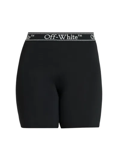 Off-white Women's Logo Waist Bike Shorts In Black White