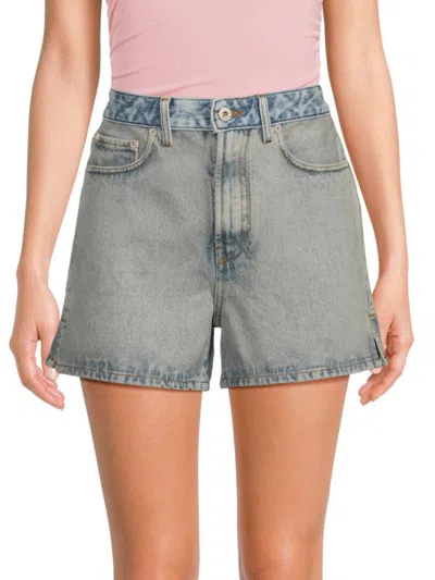 Off-white Women's Marled Denim Shorts In Blue