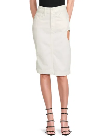 Off-white Women's Meteor Cutout Cotton Pencil Denim Skirt In White