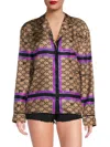 Off-white Monogram Pajama Silk Shirt In Tan Multi