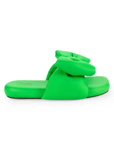 Off-white Women's Nappa Extra Padded Bow Leather Platform Sandals In Green