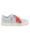 Off-white Low-top Platform Sneaker With Leather Insert And Removable Charm In Light Blue