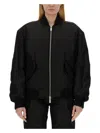 Off-white Off White Oversized Nylon Bomber Jacket In Black