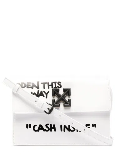 Pre-owned Off-white Women's Off "cash Inside" Ss22 Jitney Bag In White/black