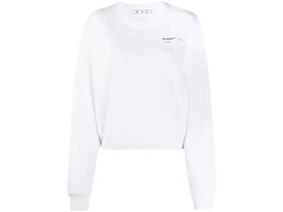 Pre-owned Off-white Women's Off Cropped Puzzle Arrows Sweatshirt In White