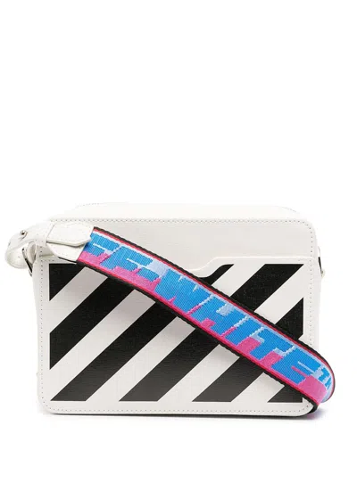 Pre-owned Off-white Women's Off Diag Fw21 Camera Bag Mini In White/black In Multi