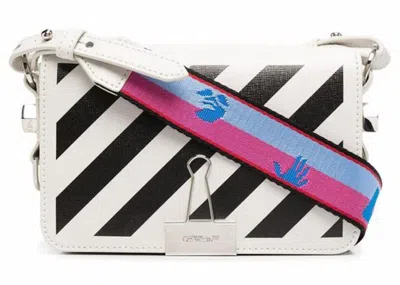 Pre-owned Off-white Women's Off Diagonal Stripes Binder Shoulder Bag Mini In White