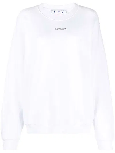 Pre-owned Off-white Women's Off Flock Chine Flower Arrow Crewin White