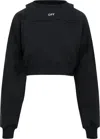 Off-white Cotton Sweatshirt With Frontal Logo In Black