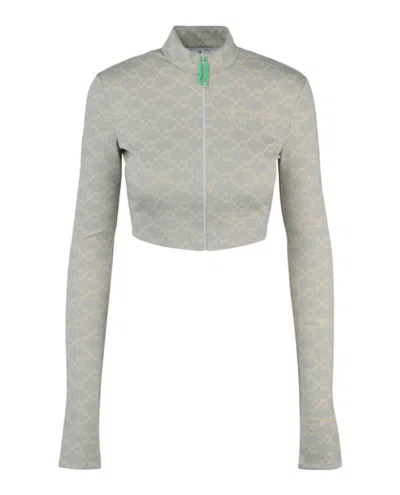 Pre-owned Off-white Women's Off Monogram Cropped Track Jacket In White