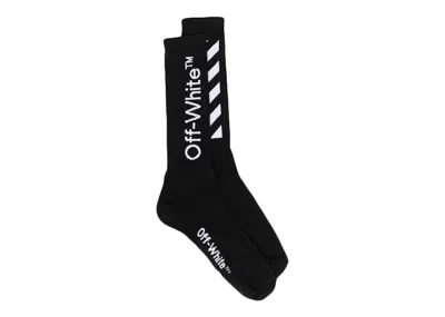 Pre-owned Off-white Women's Off Off Diag Helvetica Long Socksin Black/white