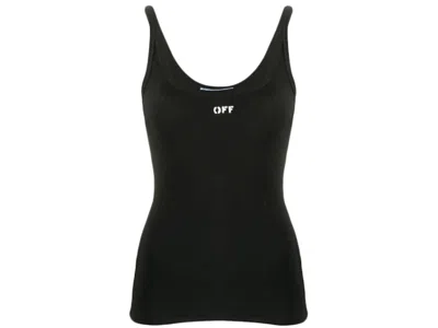 Pre-owned Off-white Women's Off Off Logo Print Tank Topin Black/white In Multi