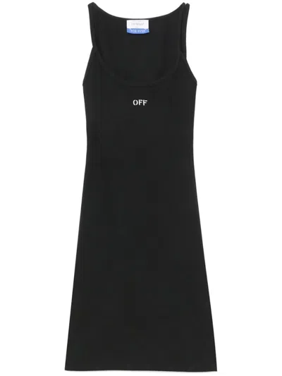Pre-owned Off-white Women's Off Off Off Stamp Rib Basic Tank Dressin Black/white